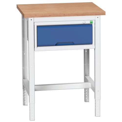 Bott Verso műhelyasztalok fiókkal, szélesség 70 cm, állítható magasságú, multiplex/linóleum