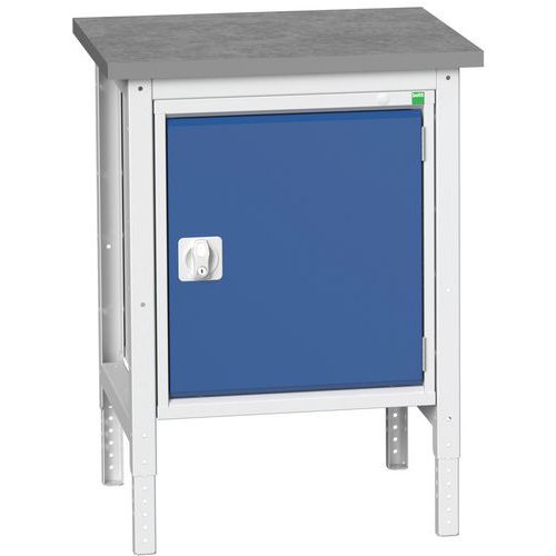 Bott Verso műhelyasztalok szekrénnyel, szélesség 70 cm, állítható magasságú, multiplex/linóleum