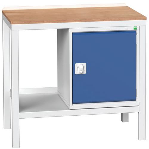 Bott Verso Weld műhelyasztalok szekrénnyel, szélesség 100 és 150 cm, multiplex/acél