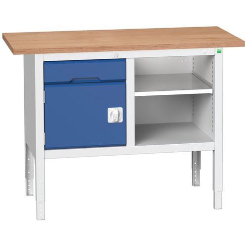 Műhelyasztalok Bott Verso Storage, 83-93 x 125 x 60 cm, többféle felszerelés, multiplex