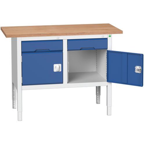 Műhelyasztalok Bott Verso Storage, 83-93 x 125 x 60 cm, többféle felszerelés, multiplex