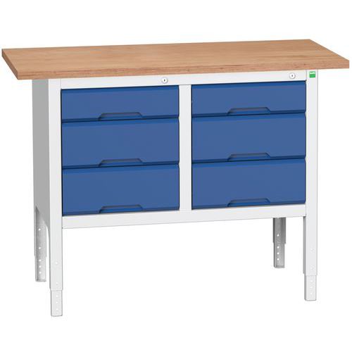 Műhelyasztalok Bott Verso Storage, 83-93 x 125 x 60 cm, többféle felszerelés, multiplex