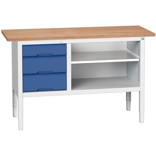 Műhelyasztalok Bott Verso Storage, 83-93 x 150 x 60 cm, többféle felszerelés, multiplex