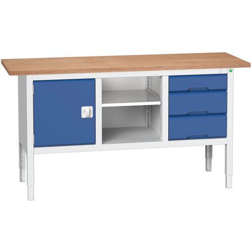 Műhelyasztalok Bott Verso Storage, 83-93 x 175 x 60 cm, többféle felszerelés, multiplex