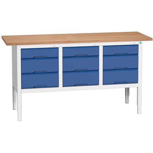 Műhelyasztalok Bott Verso Storage, 83-93 x 175 x 60 cm, többféle felszerelés, multiplex