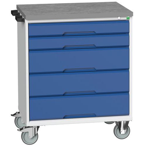 Bott Verso mobil fiókos asztalok, 98 x 80/105 x 55/60 cm, 5 fiókos, multiplex/linóleum/szőnyeg