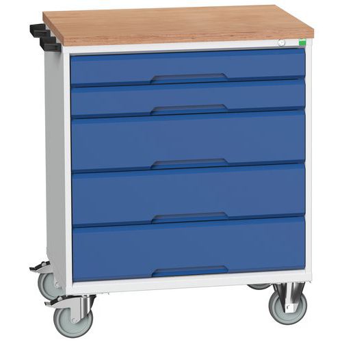 Bott Verso mobil fiókos asztalok, 98 x 80/105 x 55/60 cm, 5 fiókos, multiplex/linóleum/szőnyeg