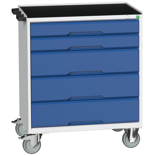 Bott Verso mobil fiókos asztalok, 98 x 80/105 x 55/60 cm, 5 fiókos, multiplex/linóleum/szőnyeg