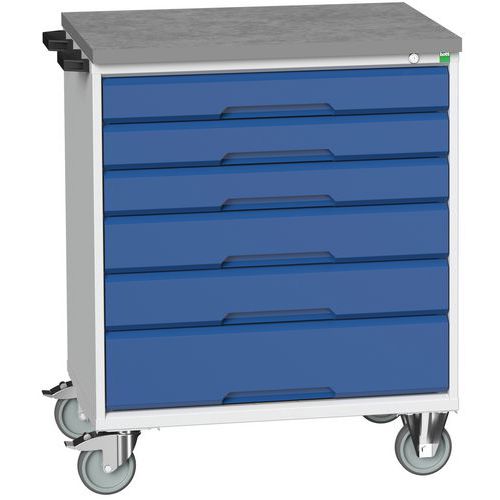 Bott Verso mobil fiókos asztalok, 98 x 80/105 x 55/60 cm, 6 fiókos, multiplex/linóleum/szőnyeg