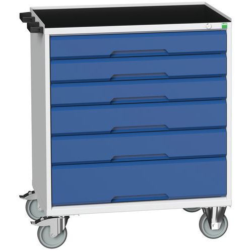 Bott Verso mobil fiókos asztalok, 98 x 80/105 x 55/60 cm, 6 fiókos, multiplex/linóleum/szőnyeg