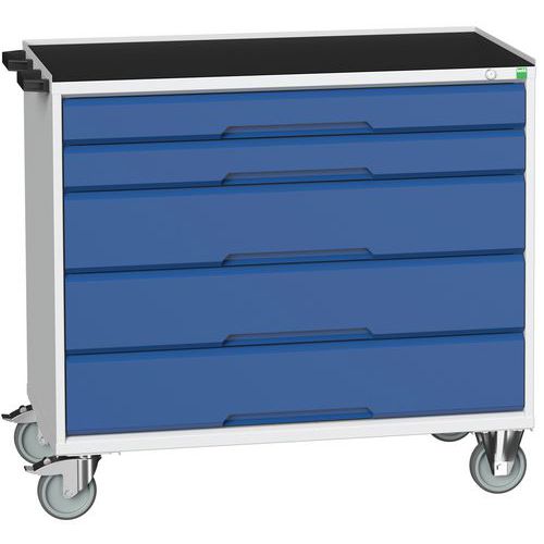 Bott Verso mobil fiókos asztalok, 98 x 80/105 x 55/60 cm, 5 fiókos, multiplex/linóleum/szőnyeg