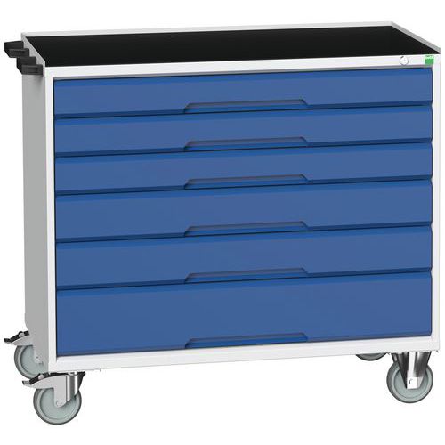Bott Verso mobil fiókos asztalok, 98 x 80/105 x 55/60 cm, 6 fiókos, multiplex/linóleum/szőnyeg