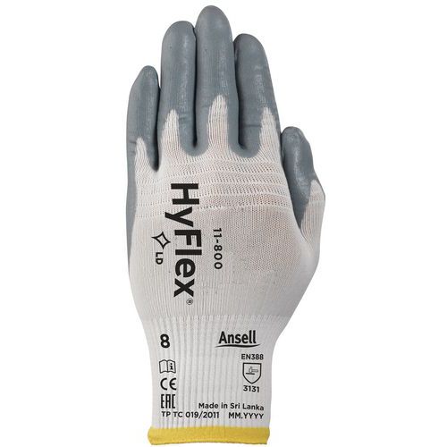 Nylon kesztyű Ansell HyFlex® 11-800 félig nitrilbe mártott
