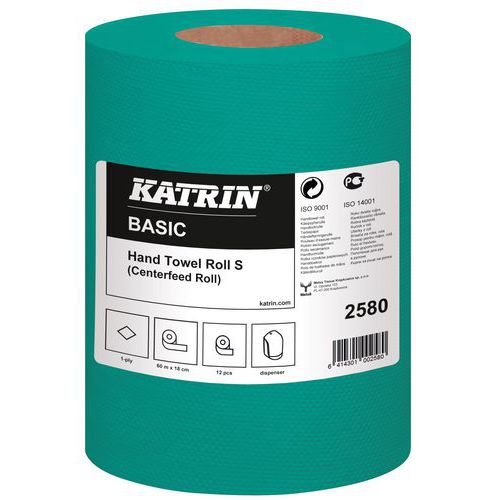 Katrin Basic S papír kéztörlők 1 rétegű, 60 m, zöld, 12 db