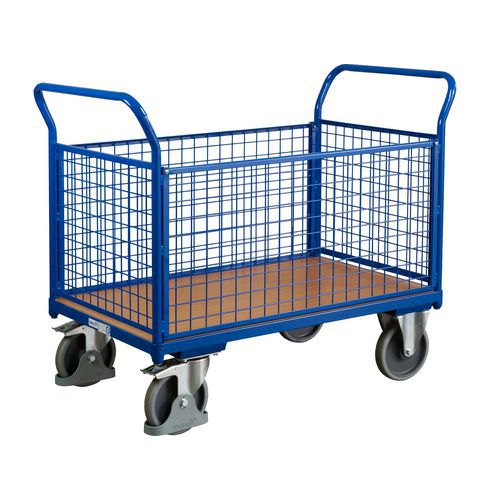 Platform kocsik két fogantyúval hálós töltettel és oldalfalakkal, 400 - 500 kg-ig