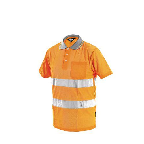 Férfi fényvisszaverő pamut rövidujjú ingpóló, narancssárga