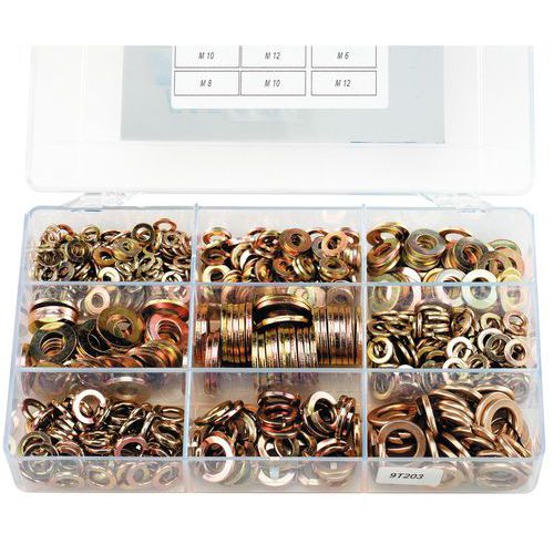 Lapos és rugós acél alátétkészlet - Coffret
