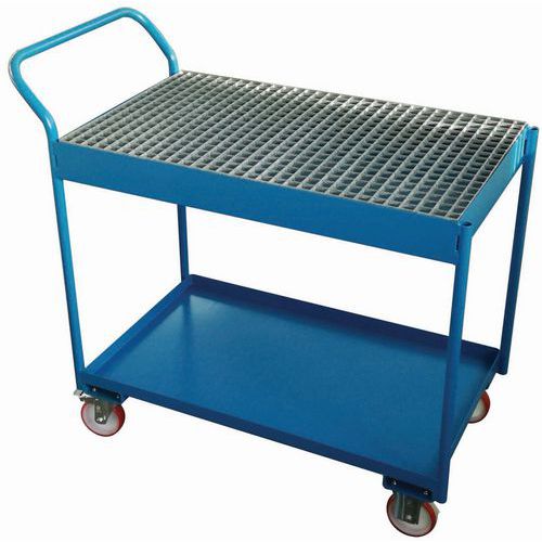 Fém folyadékfelfogó kocsi, teherbírása 300 kg, űrtartalma 55 l Fém folyadékfelfogó kocsi, teherbírása 300 kg, űrtartalma 55 l