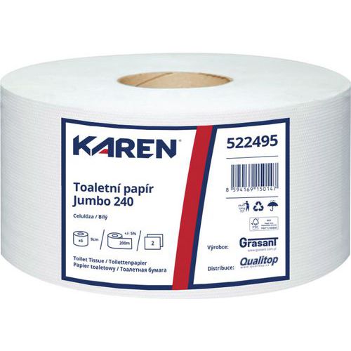 Karen WC-papír 2 rétegű, 200 m, 100% fehér, 6 db