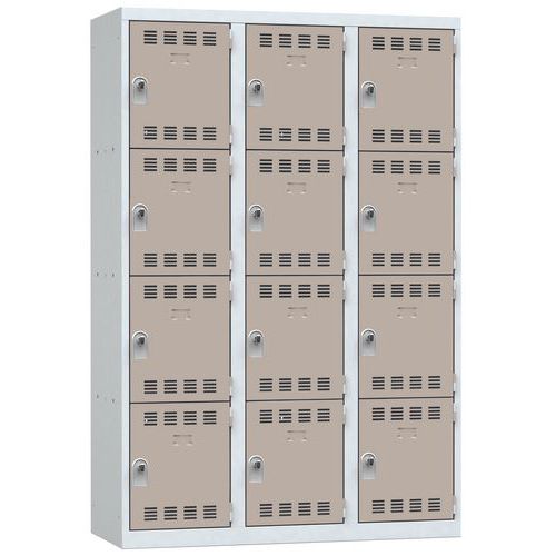Vinco hegesztett öltözőszekrények, 3 oszlopban 12 rekesszel, 400 mm, forgóretesszel Vinco hegesztett öltözőszekrények, 3 oszlopban 12 rekesszel, 400 mm, forgóretesszel