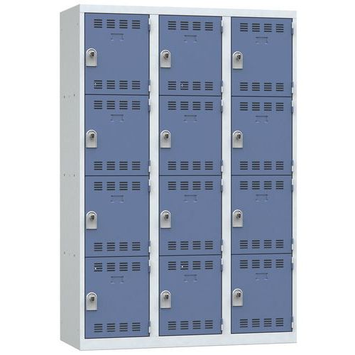 Vinco hegesztett öltözőszekrények, 3 oszlopban 12 rekesszel, 400 mm, forgóretesszel Vinco hegesztett öltözőszekrények, 3 oszlopban 12 rekesszel, 400 mm, forgóretesszel