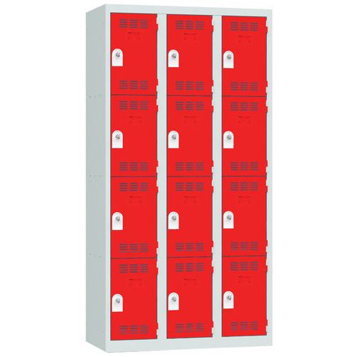 Vinco hegesztett öltözőszekrények, 3 oszlopban 12 rekesszel, 300 mm, forgóretesszel Vinco hegesztett öltözőszekrények, 3 oszlopban 12 rekesszel, 300 mm, forgóretesszel