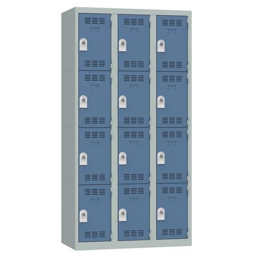 Vinco hegesztett öltözőszekrények, 3 oszlopban 12 rekesszel, 300 mm, forgóretesszel Vinco hegesztett öltözőszekrények, 3 oszlopban 12 rekesszel, 300 mm, forgóretesszel