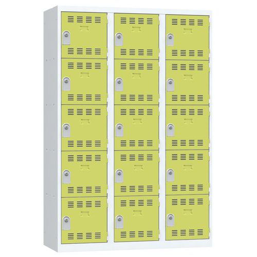 Vinco hegesztett öltözőszekrények, 3 oszlopban 15 rekesszel, 400 mm, hengerzárral Vinco hegesztett öltözőszekrények, 3 oszlopban 15 rekesszel, 400 mm, hengerzárral