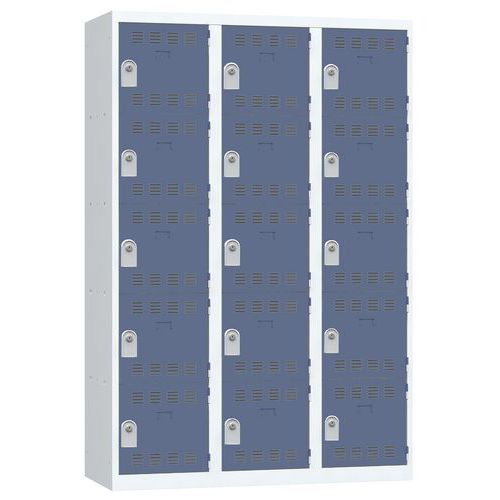 Vinco hegesztett öltözőszekrények, 3 oszlopban 15 rekesszel, 400 mm, hengerzárral Vinco hegesztett öltözőszekrények, 3 oszlopban 15 rekesszel, 400 mm, hengerzárral