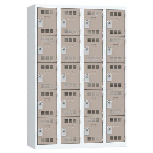 Vinco hegesztett öltözőszekrények, 4 oszlopban 20 rekesszel, 300 mm, hengerzárral Vinco hegesztett öltözőszekrények, 4 oszlopban 20 rekesszel, 300 mm, hengerzárral
