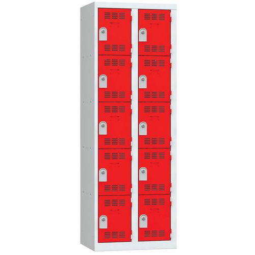 Vinco hegesztett öltözőszekrények, 2 oszlopban 10 rekesszel, 300 mm, hengerzárral Vinco hegesztett öltözőszekrények, 2 oszlopban 10 rekesszel, 300 mm, hengerzárral