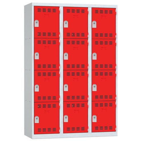 Vinco hegesztett öltözőszekrények, 3 oszlopban 12 rekesszel, 400 mm, hengerzárral Vinco hegesztett öltözőszekrények, 3 oszlopban 12 rekesszel, 400 mm, hengerzárral