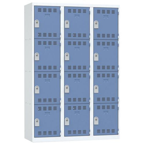Vinco hegesztett öltözőszekrények, 3 oszlopban 12 rekesszel, 400 mm, hengerzárral Vinco hegesztett öltözőszekrények, 3 oszlopban 12 rekesszel, 400 mm, hengerzárral