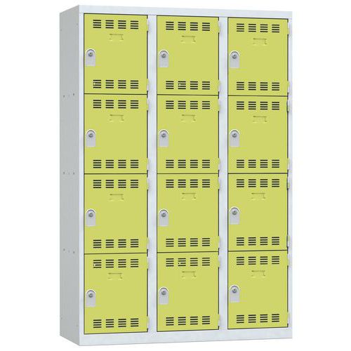 Vinco hegesztett öltözőszekrények, 3 oszlopban 12 rekesszel, 400 mm, hengerzárral Vinco hegesztett öltözőszekrények, 3 oszlopban 12 rekesszel, 400 mm, hengerzárral