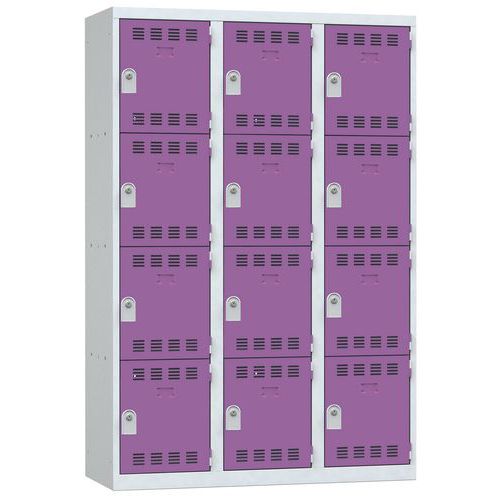 Vinco hegesztett öltözőszekrények, 3 oszlopban 12 rekesszel, 400 mm, hengerzárral Vinco hegesztett öltözőszekrények, 3 oszlopban 12 rekesszel, 400 mm, hengerzárral