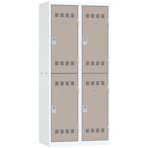 Vinco hegesztett öltözőszekrények, 2 oszlopban 4 rekesszel, 400 mm, hengerzárral Vinco hegesztett öltözőszekrények, 2 oszlopban 4 rekesszel, 400 mm, hengerzárral