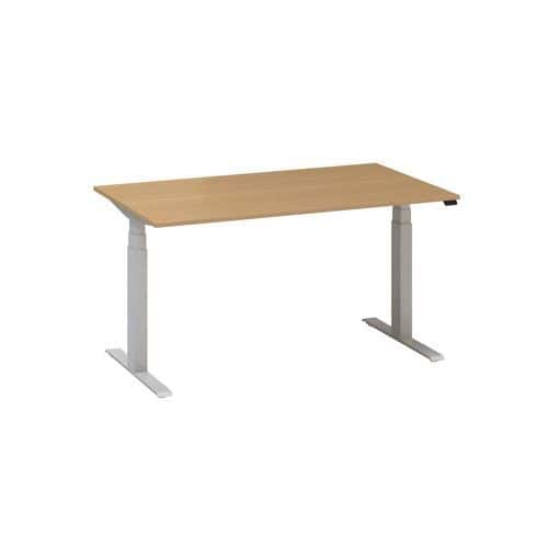 Alfa Up állítható magasságú irodai asztalok szürke lábazattal, 140 x 80 x 61,5-127,5 cm