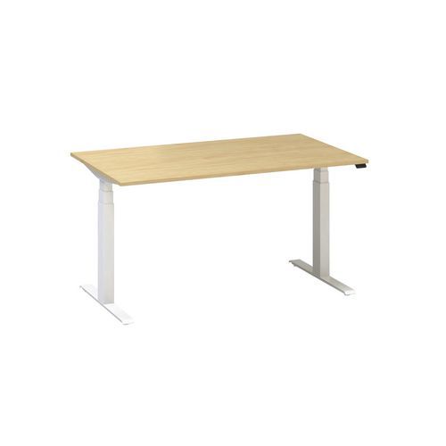 Alfa Up állítható magasságú irodai asztalok fehér lábazattal, 140 x 80 x 61,5-127,5 cm
