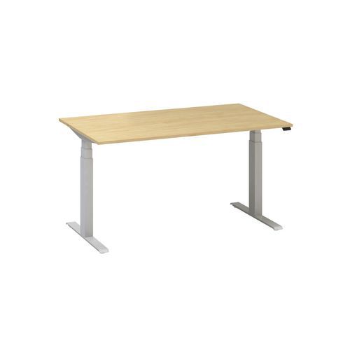 Alfa Up állítható magasságú irodai asztalok szürke lábazattal, 140 x 80 x 61,5-127,5 cm