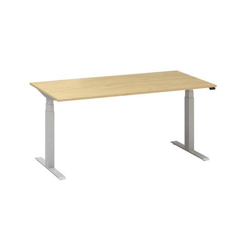 Alfa Up állítható magasságú irodai asztalok szürke lábazattal, 160 x 80 x 61,5-127,5 cm