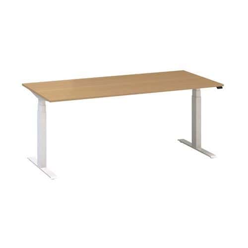 Alfa Up állítható magasságú irodai asztalok fehér lábazattal, 180 x 80 x 61,5-127,5 cm
