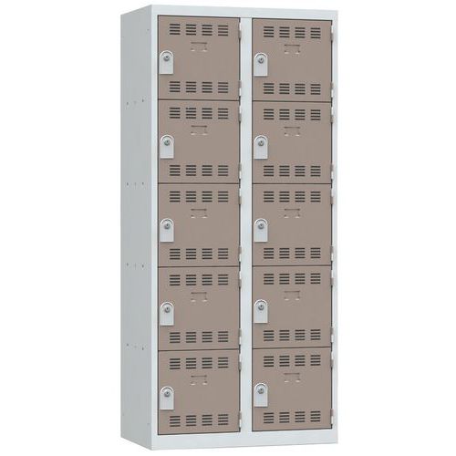 Vinco hegesztett öltözőszekrények, 2 oszlopban 10 rekesszel, 400 mm, hengerzárral Vinco hegesztett öltözőszekrények, 2 oszlopban 10 rekesszel, 400 mm, hengerzárral