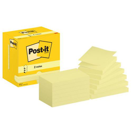Post-it® Z-jegyzettömbök, sárga, 76 × 127 mm