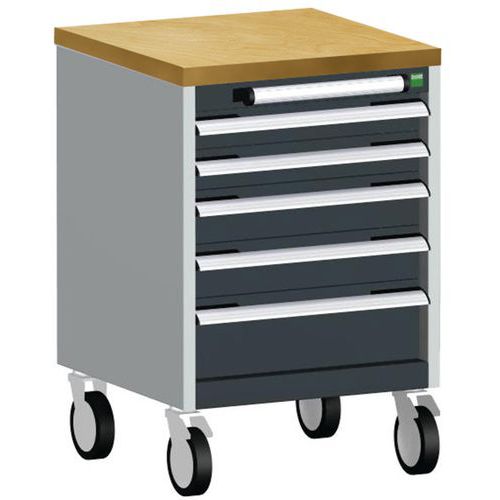 Bott Cubio mobil komód, 79 x 52,5 x 52,5 cm, 5 fiókos, multiplex/linóleum/szőnyeg