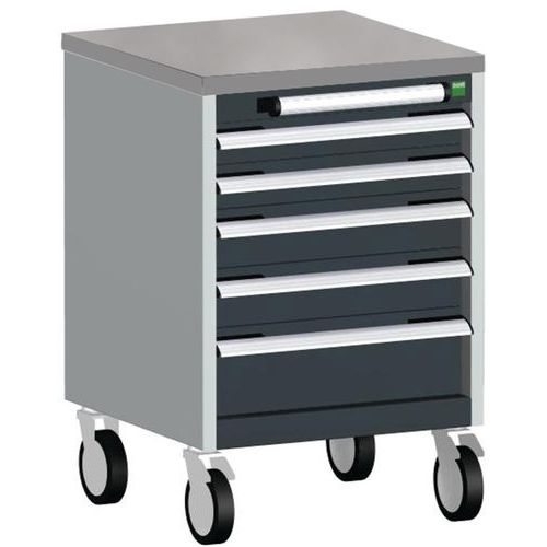 Bott Cubio mobil komód, 79 x 52,5 x 52,5 cm, 5 fiókos, multiplex/linóleum/szőnyeg