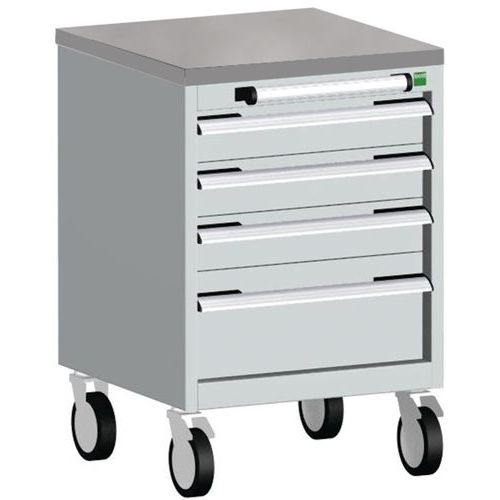 Bott Cubio mobil fiókos szekrény, 79 x 52,5 x 52,5 cm, 4 fiókos, multiplex/linóleum/szőnyeg