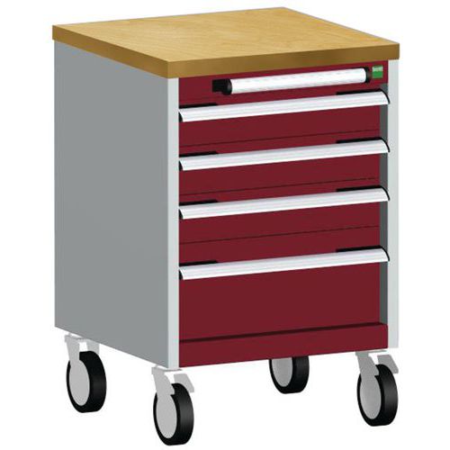 Bott Cubio mobil fiókos szekrény, 79 x 52,5 x 52,5 cm, 4 fiókos, multiplex/linóleum/szőnyeg