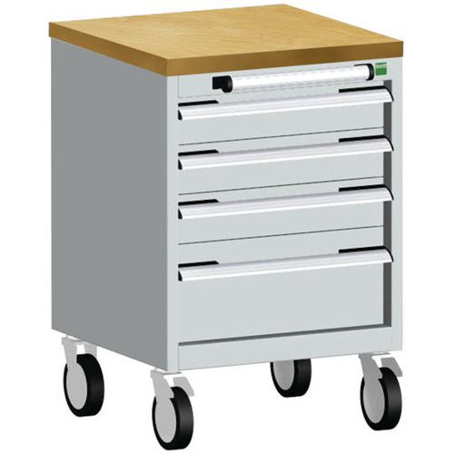 Bott Cubio mobil fiókos szekrény, 79 x 52,5 x 52,5 cm, 4 fiókos, multiplex/linóleum/szőnyeg