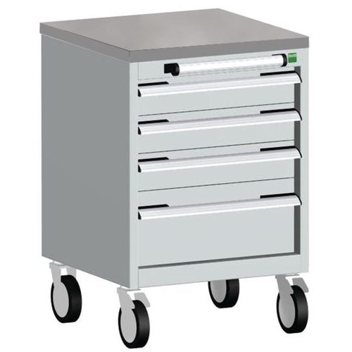 Bott Cubio mobil fiókos szekrény, 79 x 52,5 x 52,5 cm, 4 fiókos, multiplex/linóleum/szőnyeg