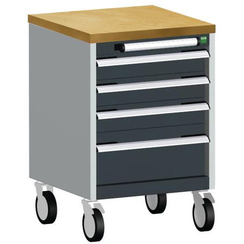 Bott Cubio mobil fiókos szekrény, 79 x 52,5 x 52,5 cm, 4 fiókos, multiplex/linóleum/szőnyeg
